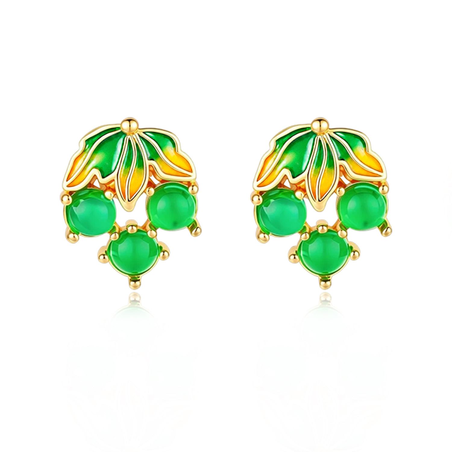 Gold Plated Jewelry - Boucles d'oreilles vintage en jadeite birmane