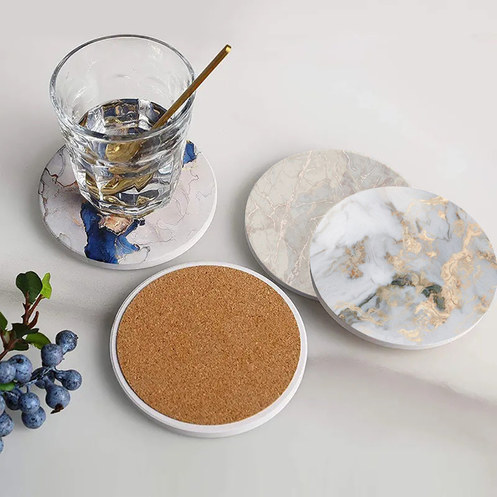 Marble Coaster Set - Dessous de verre en marbre blanc,