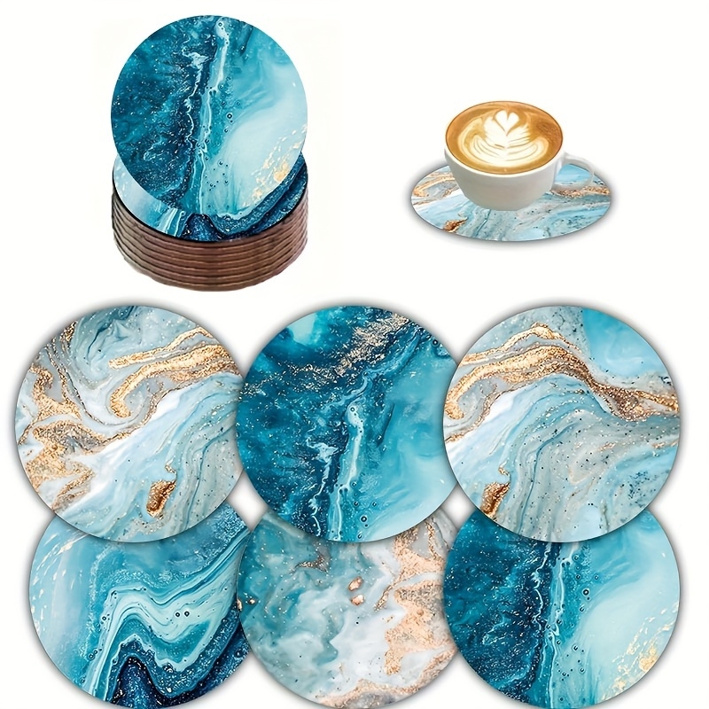Marble Coaster Set - Ensemble de 6 dessous-de-verre et sets