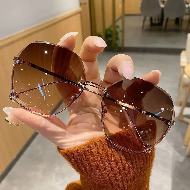 Sunglasses Uv400 - Lunettes de soleil polygonales en métal,