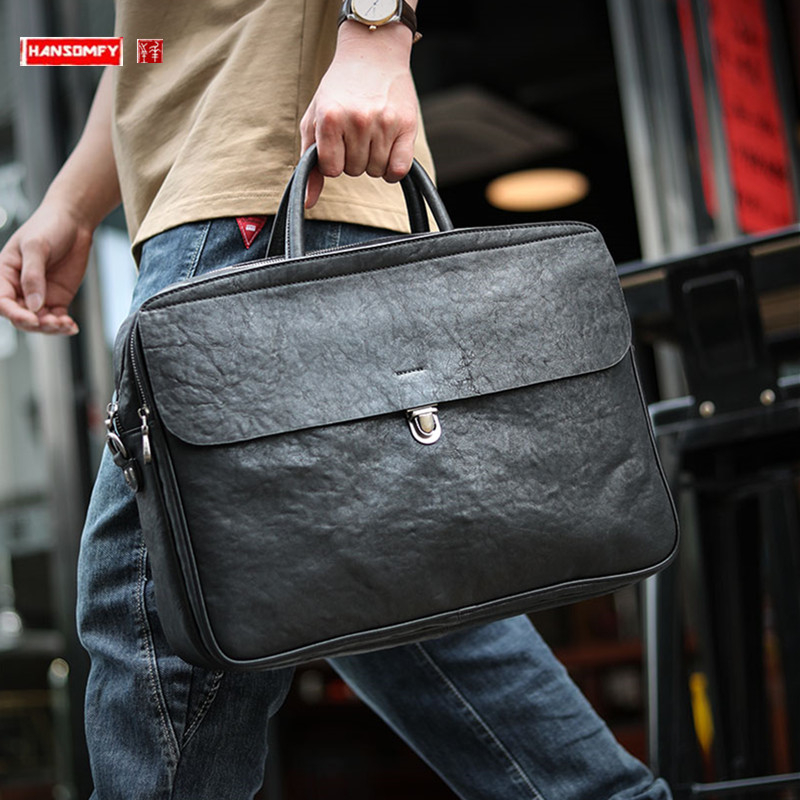 Sacoche de luxe noire en cuir  - Leather Briefcase avis et prix