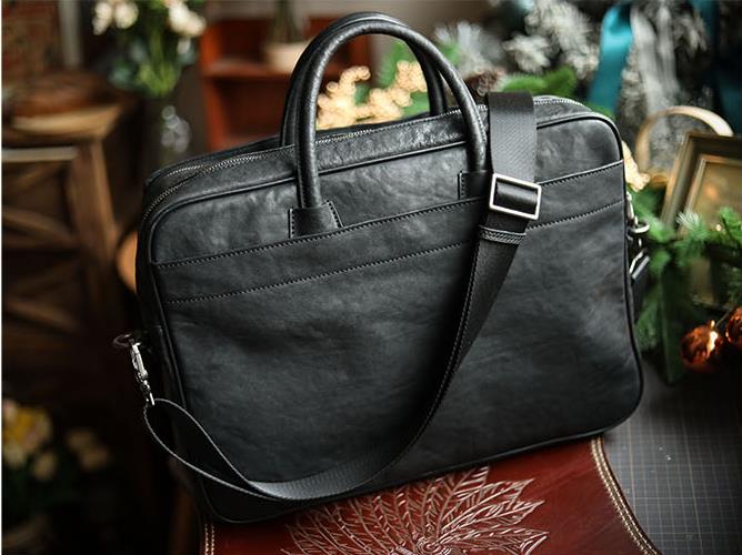 Sacoche de luxe noire en cuir  - Leather Briefcase avis et prix